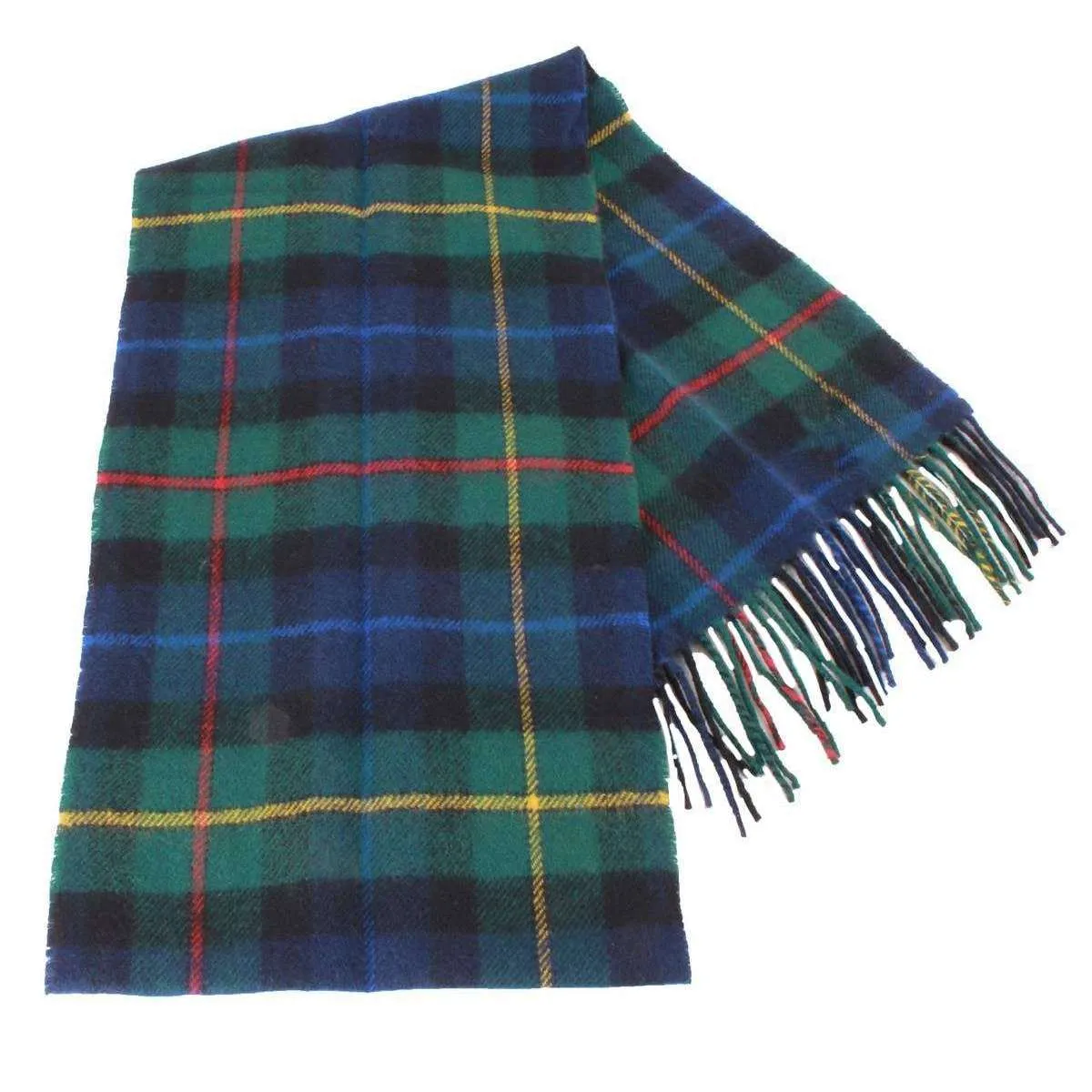 Locharron of Scotland Bowhill Smith Modern Lambswool Tartan Scarf - Green/Blue