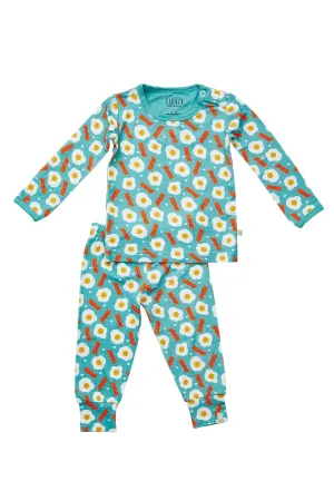 Long Sleeve Pajama Set - Bacon & Eggs Blue