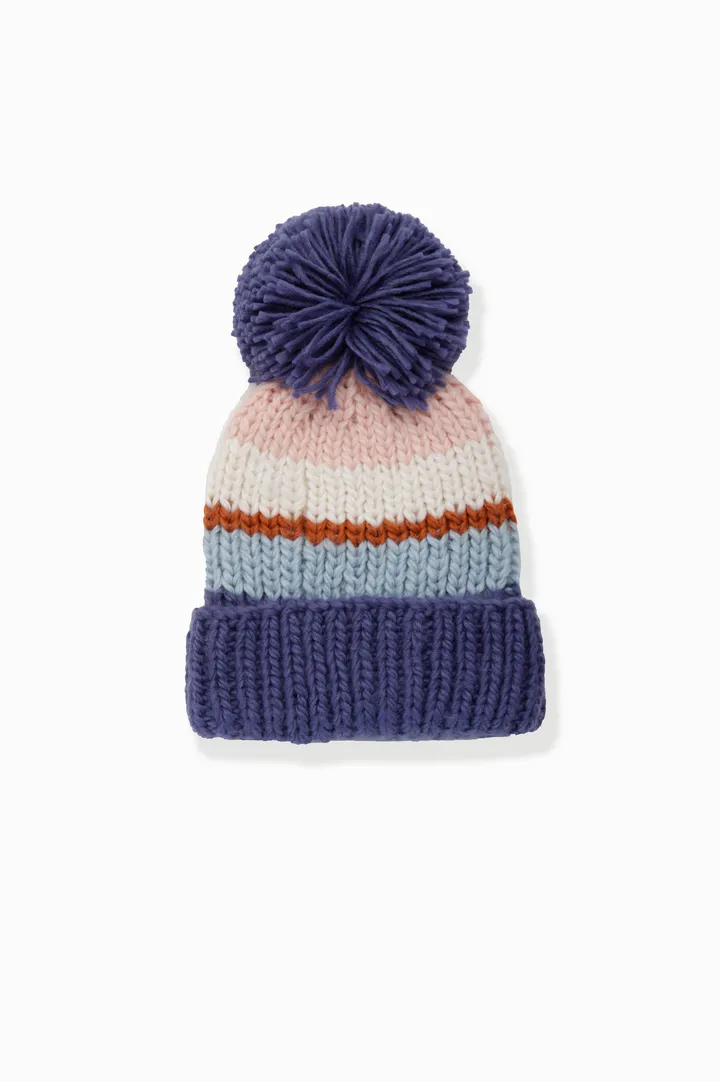 Look By M Quad Tone Pompom Hat MH3070