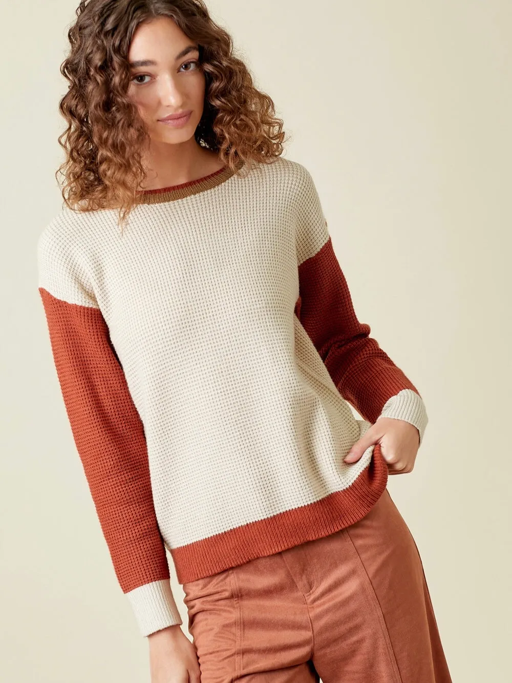 Louise Color Block Sweater - Almond Mix