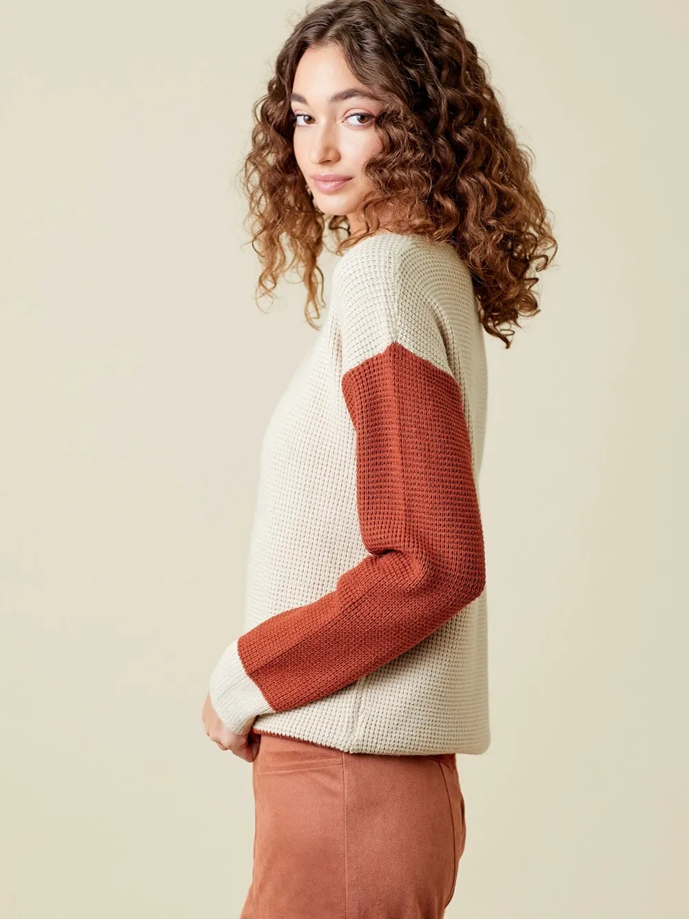 Louise Color Block Sweater - Almond Mix