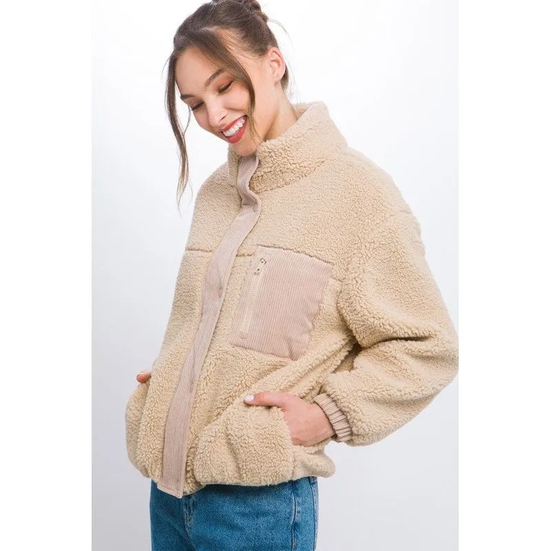 LOVE TREE Sherpa Puffer Jacket