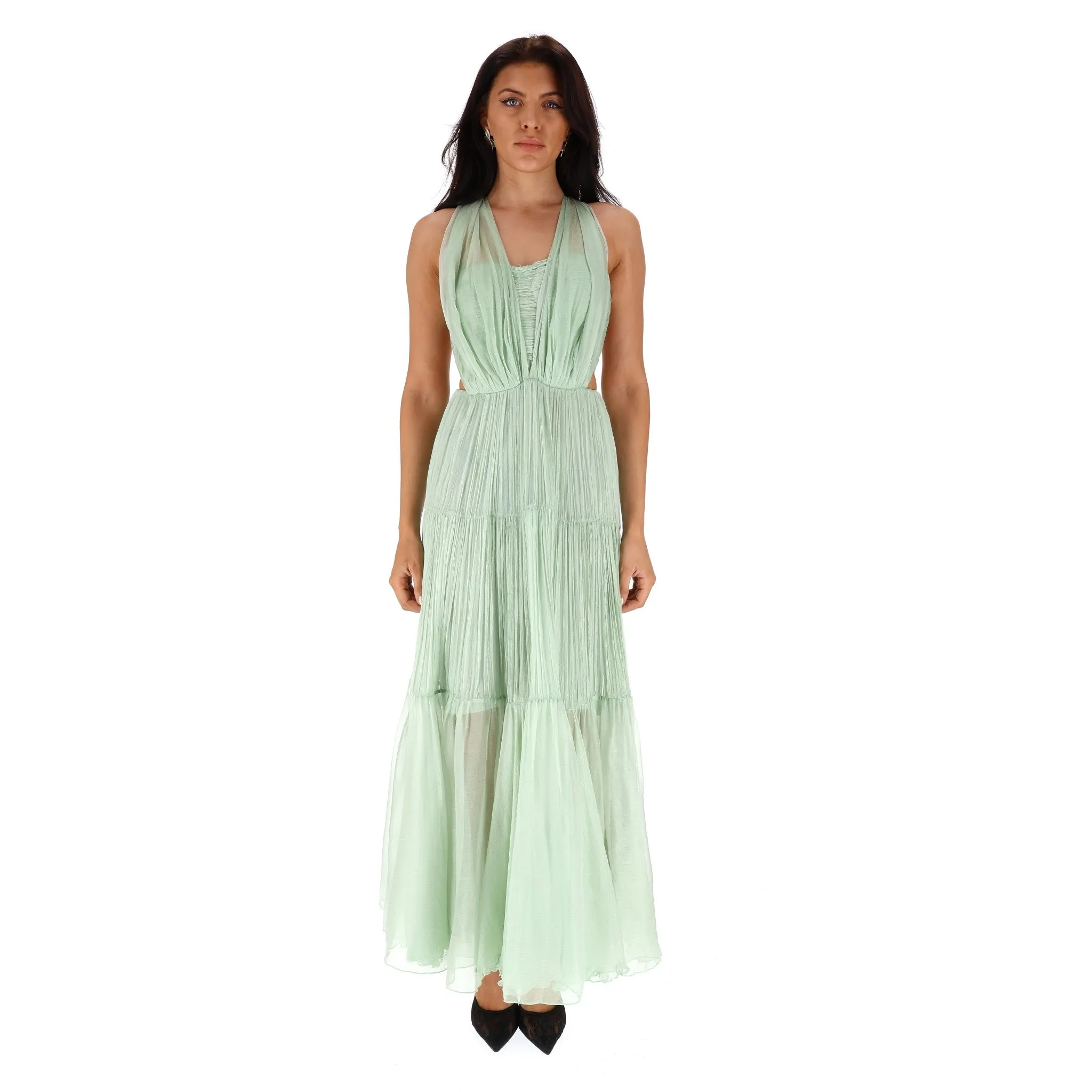 Maria Lucia Hohan Poppy Pleated Maxi Dress. Size 38FR