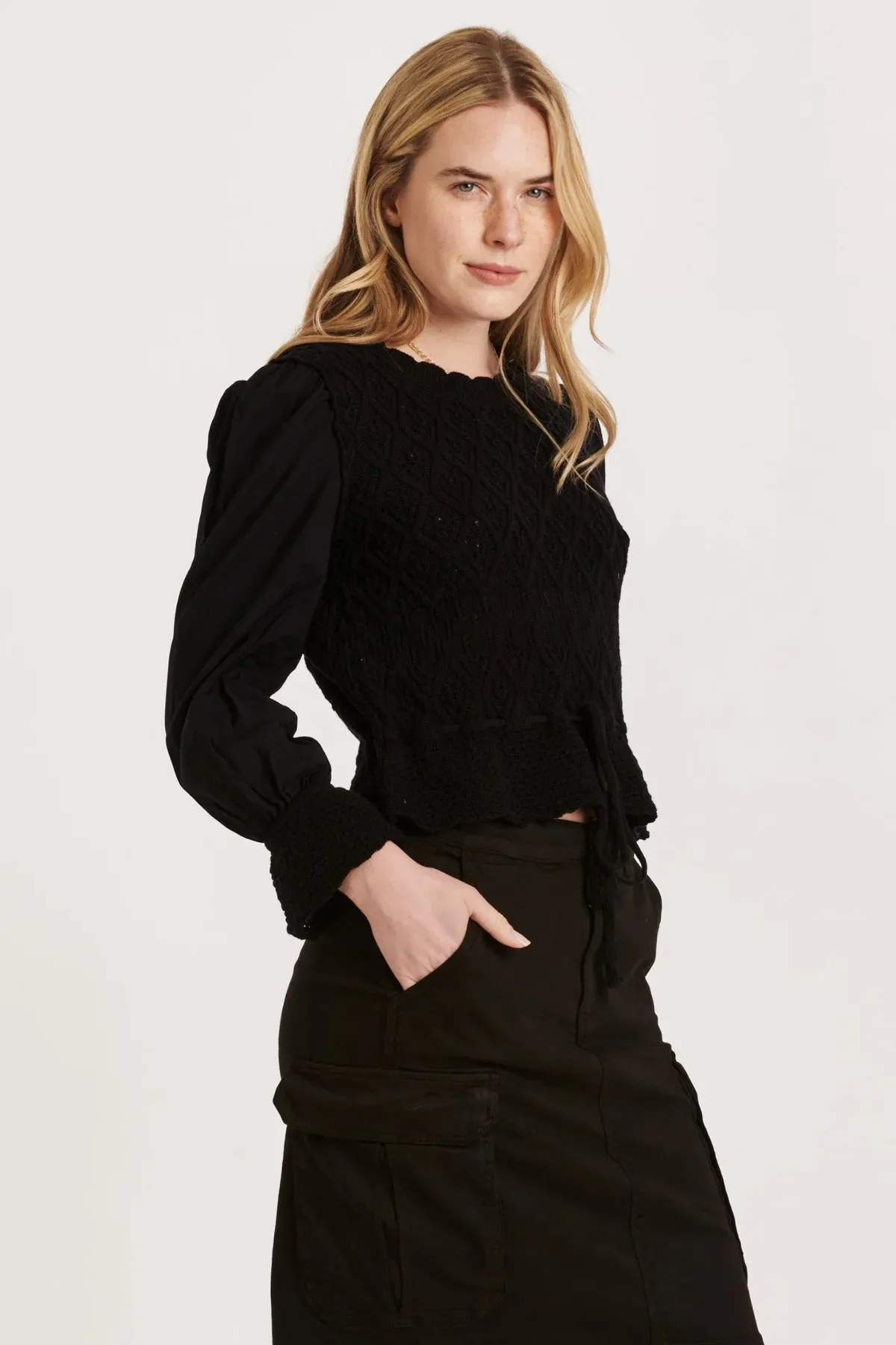 Marylin Pointelle Mesh Sweater