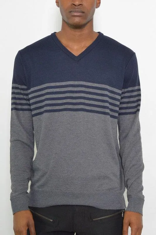 Mens Knit VNeck Pullover Sweater