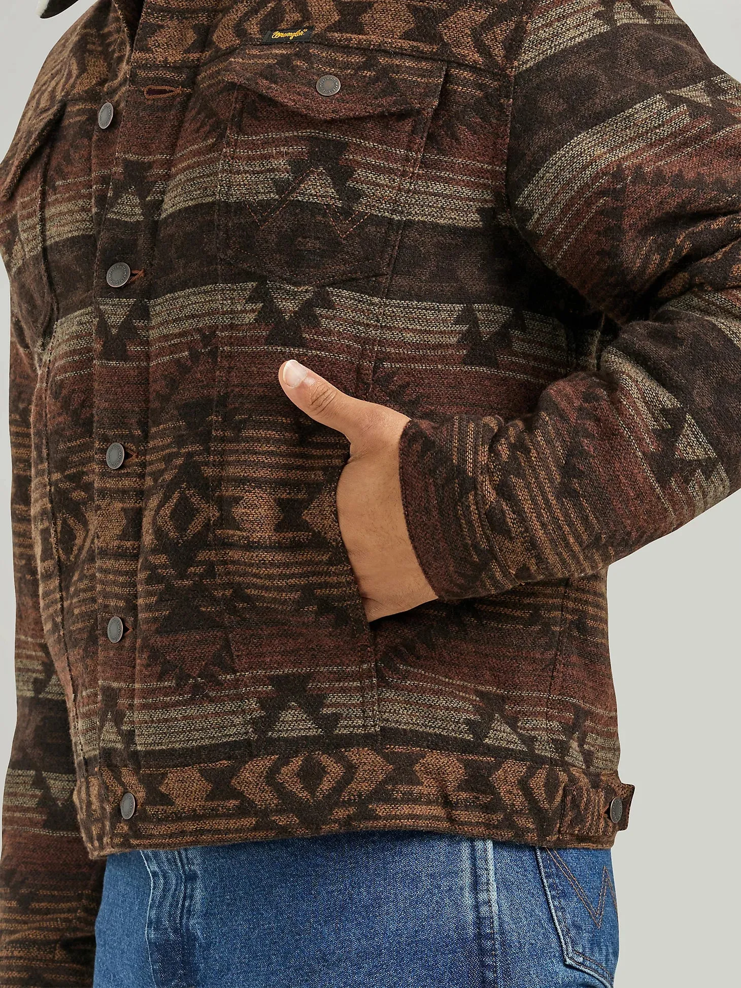 Men's Sherpa Lined Jacquard Print Jacket - Canyon Vibe