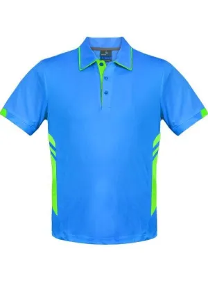 Mens Tasman Polo Cyan/Neon Green