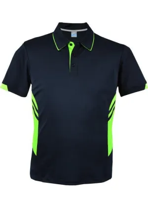 Mens Tasman Polo Navy/Neon Green