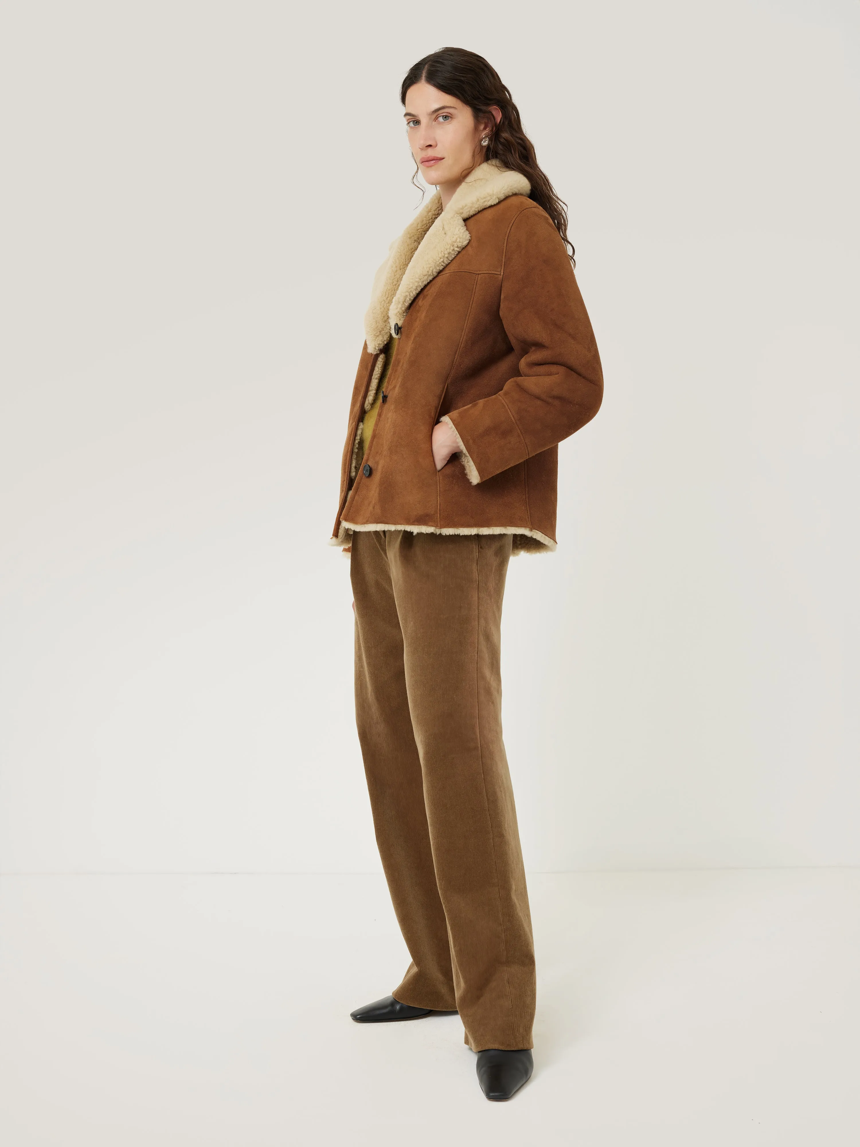 Merino Shearling Leather Coat | Ginger