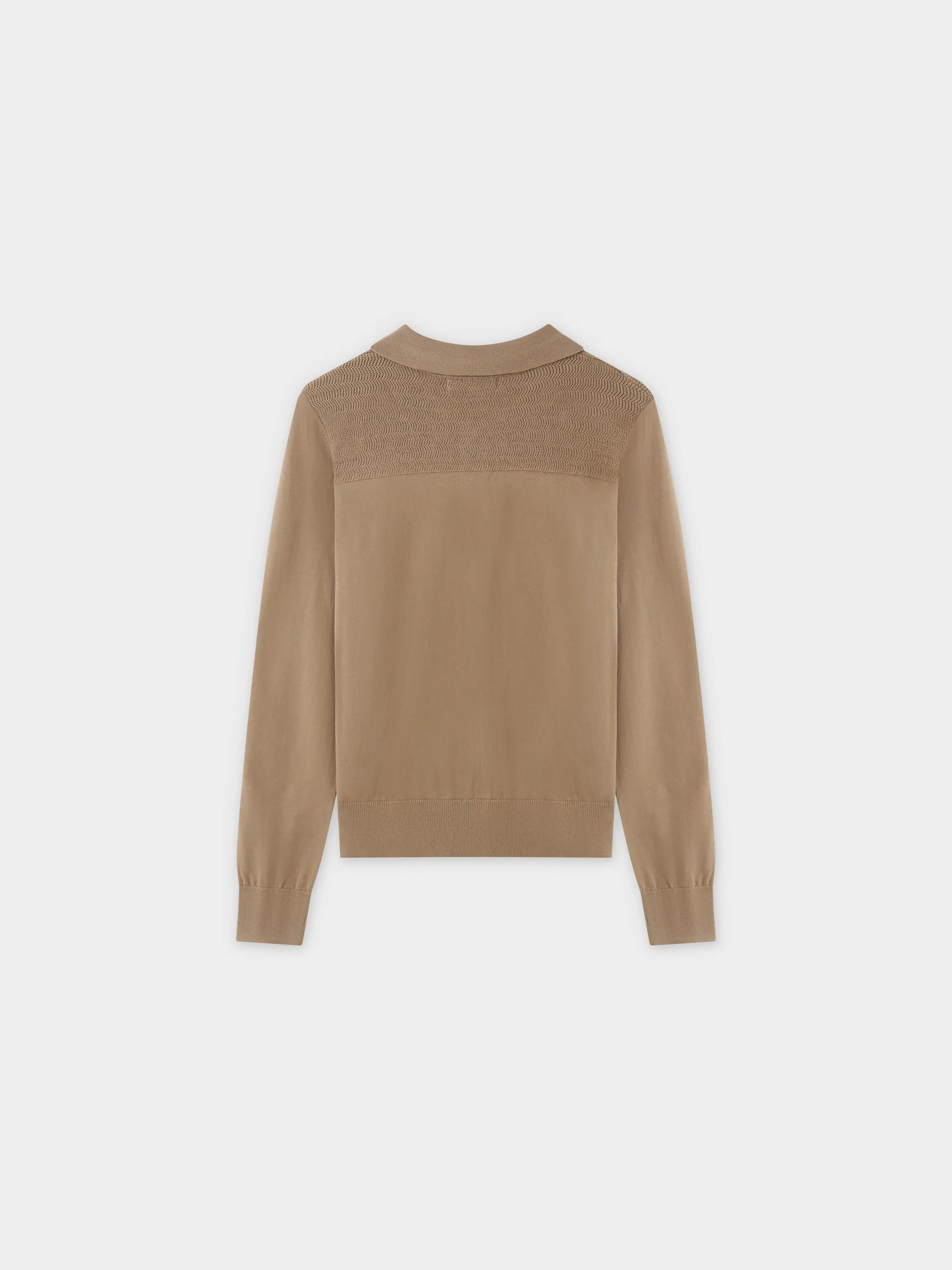 Mesh Top Sweater-Tan