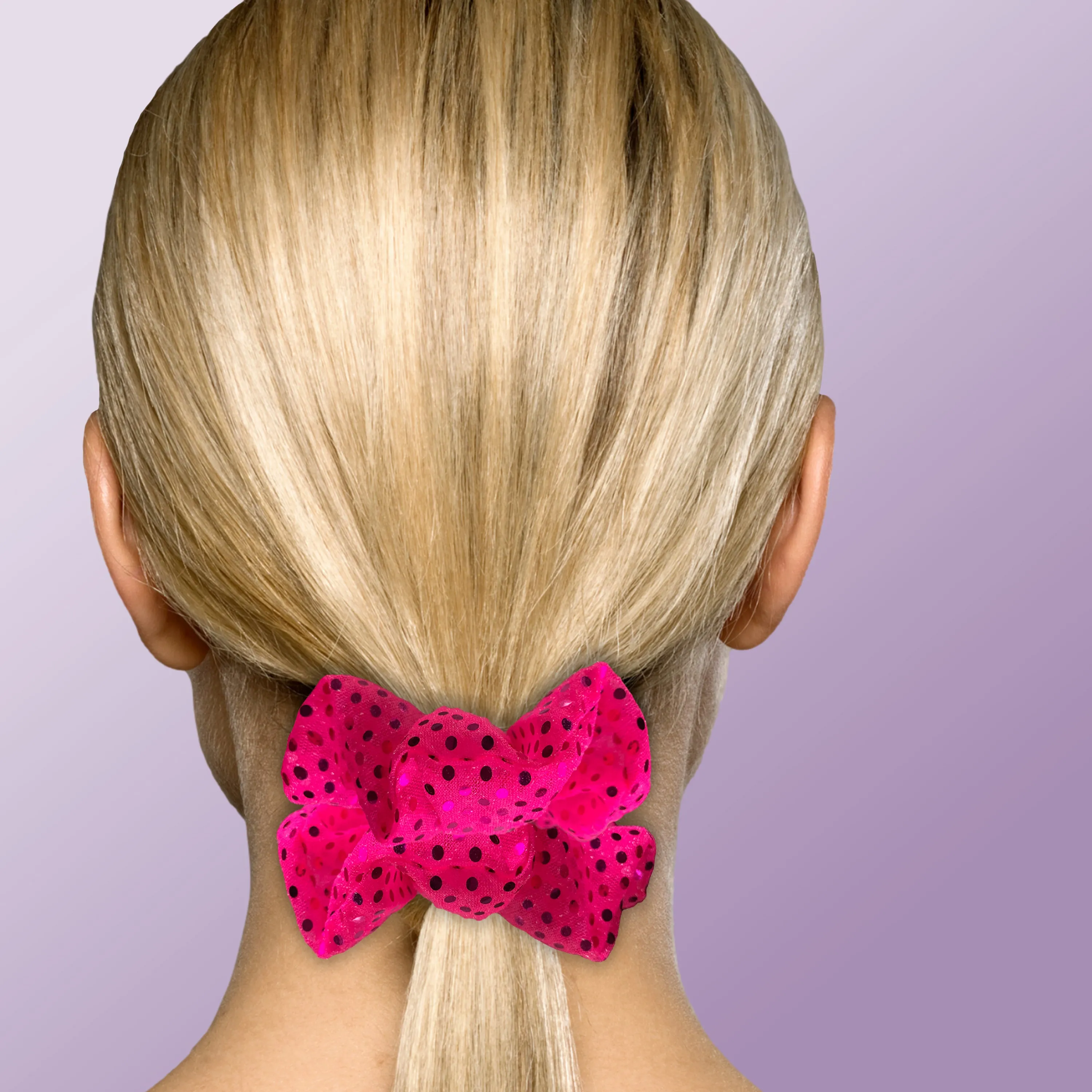 Metallic Sequin Scrunchies Available in 3 Sizes Neon Pink