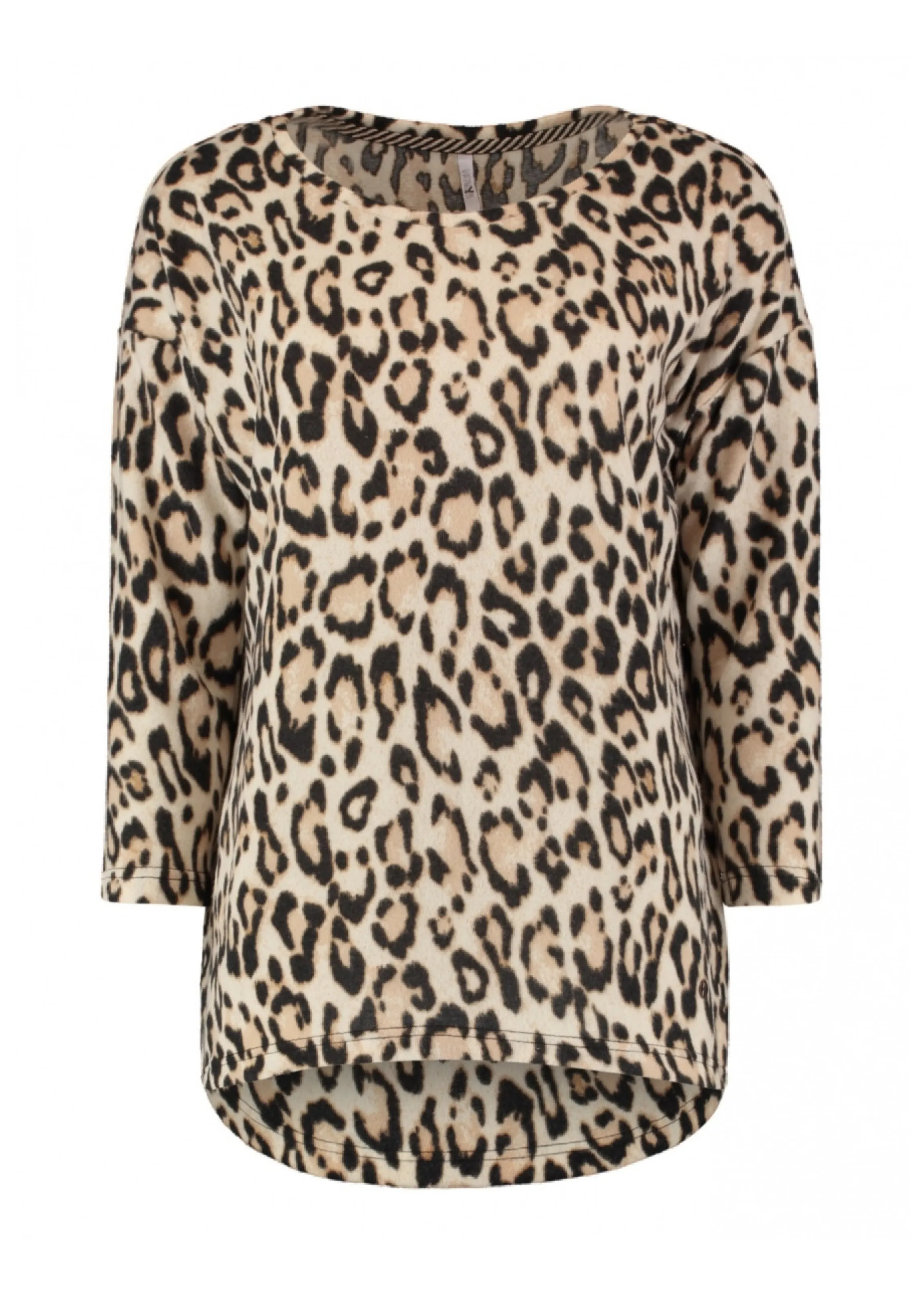 Mia Beige Leopard Print Knit Top