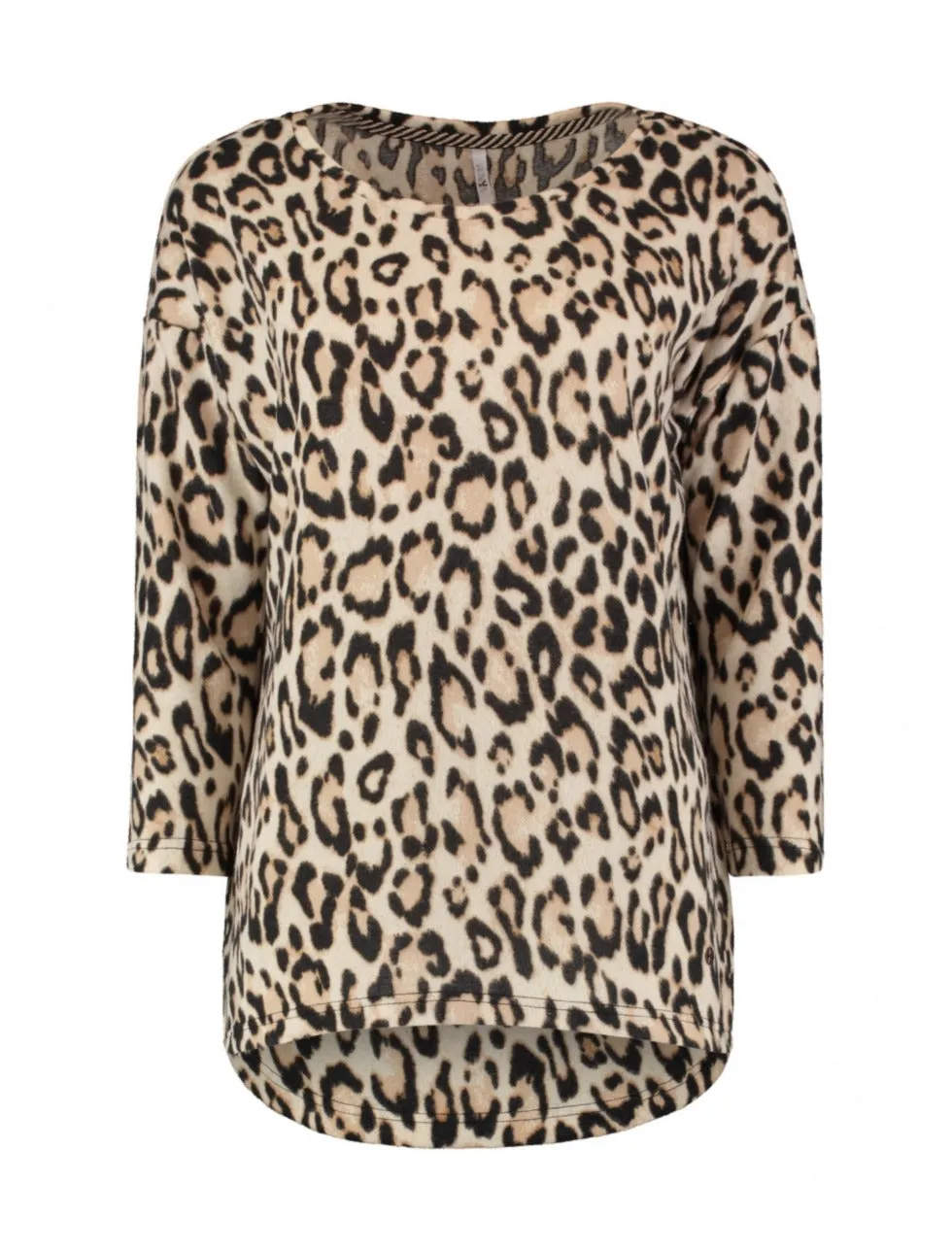 Mia Beige Leopard Print Knit Top