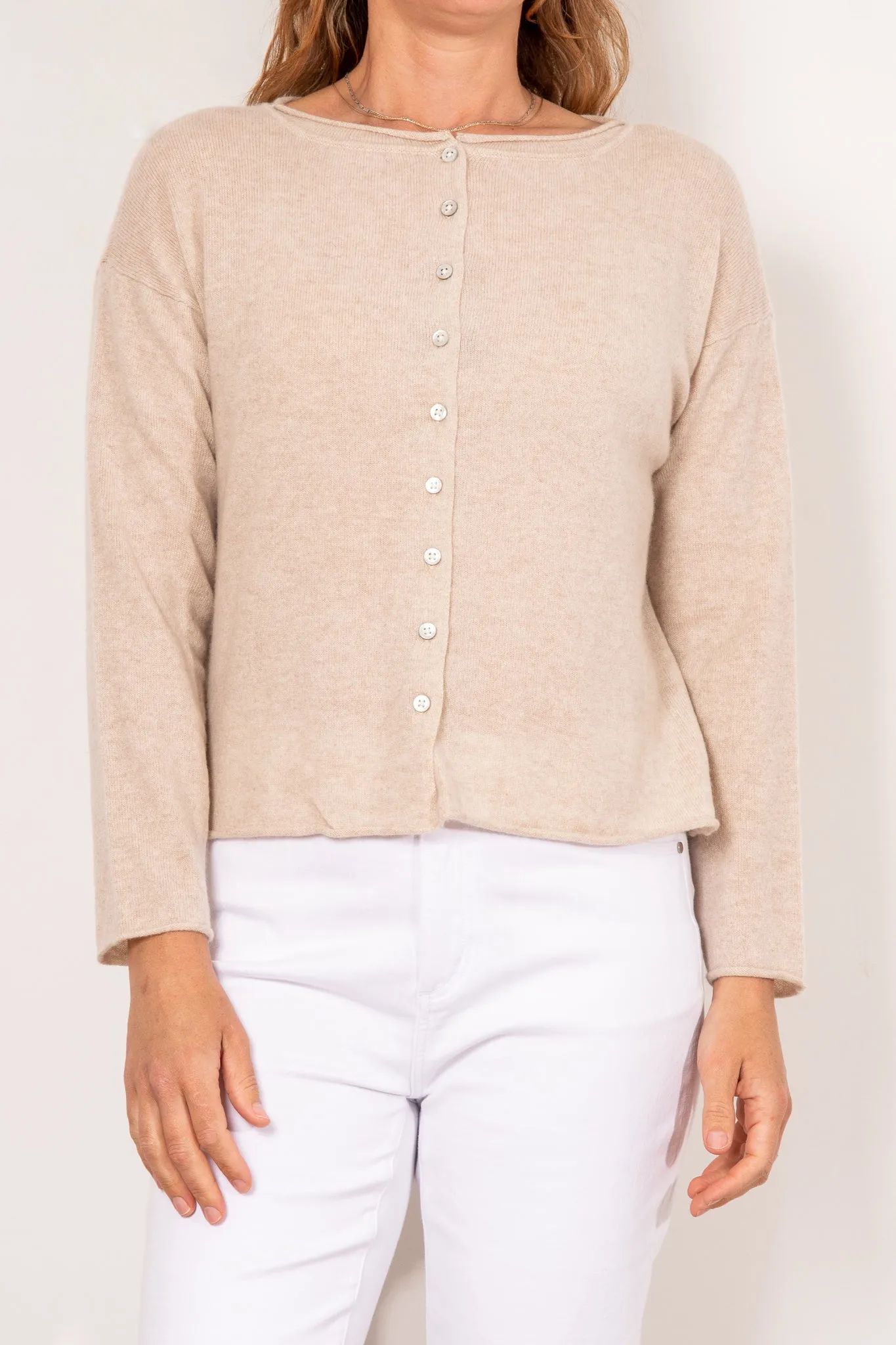 Mia Fratino Cashmere Reverse Button Cardi