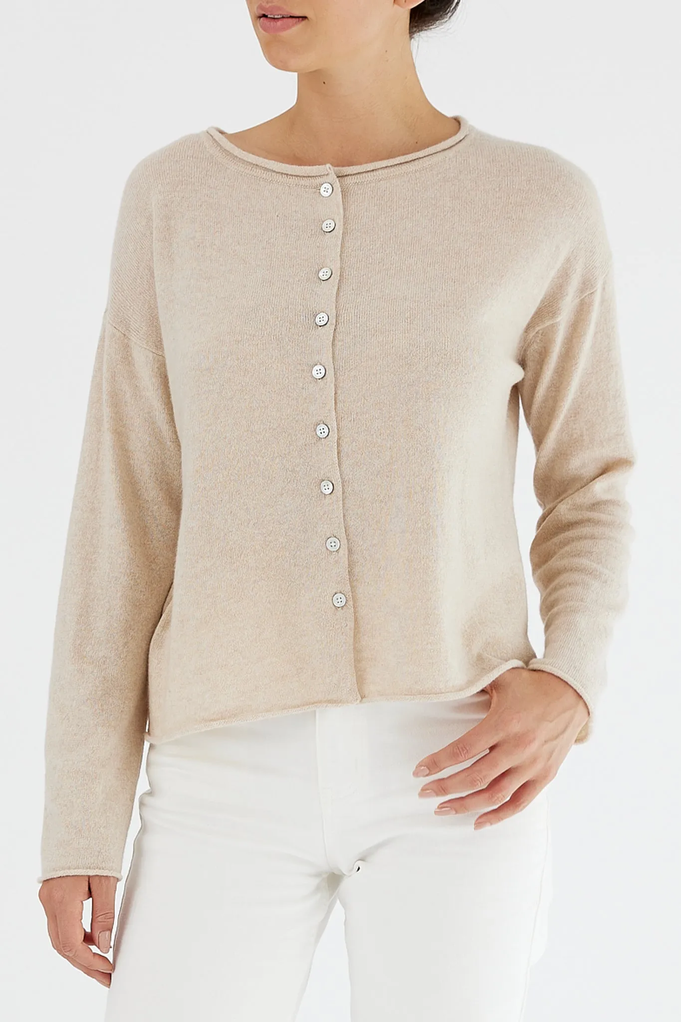 Mia Fratino Cashmere Reverse Button Cardi