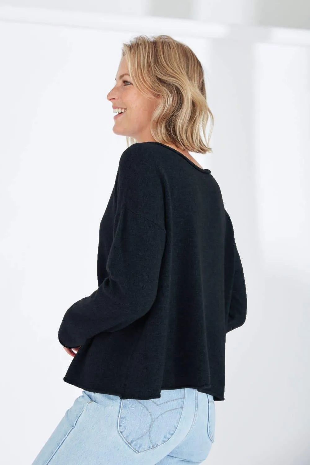 Mia Fratino Cashmere Reverse Button Cardi