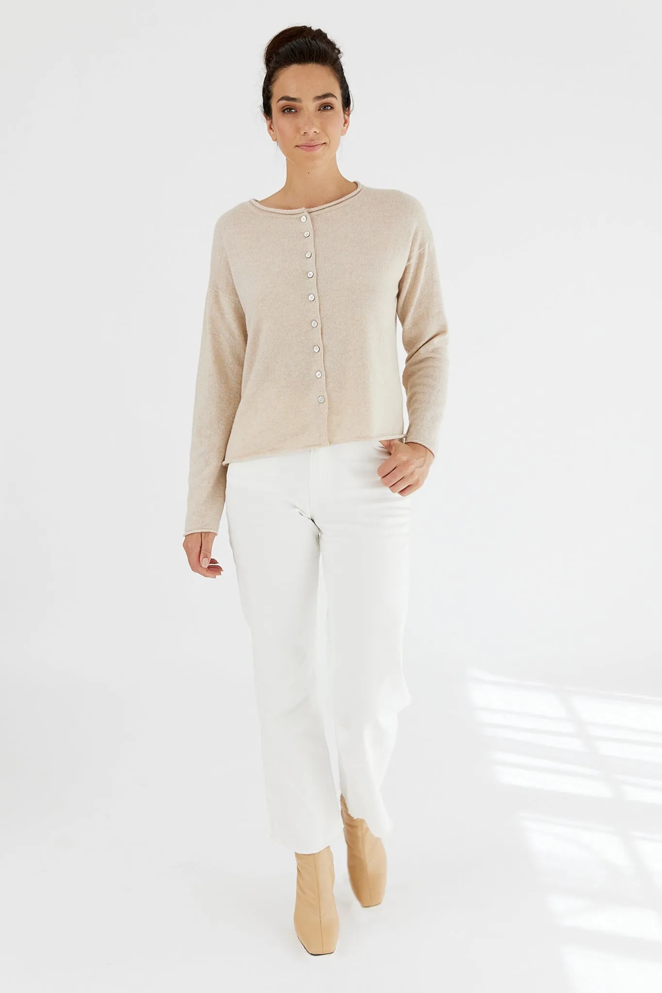 Mia Fratino Cashmere Reverse Button Cardi