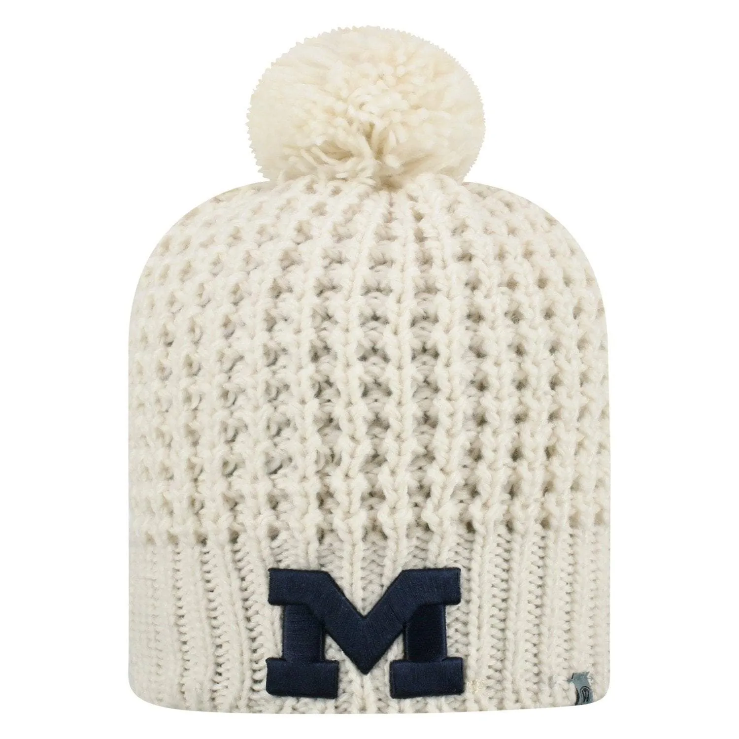 Michigan Wolverines TOW Women's Ivory "Slouch" Style Soft Knit Poofball Beanie