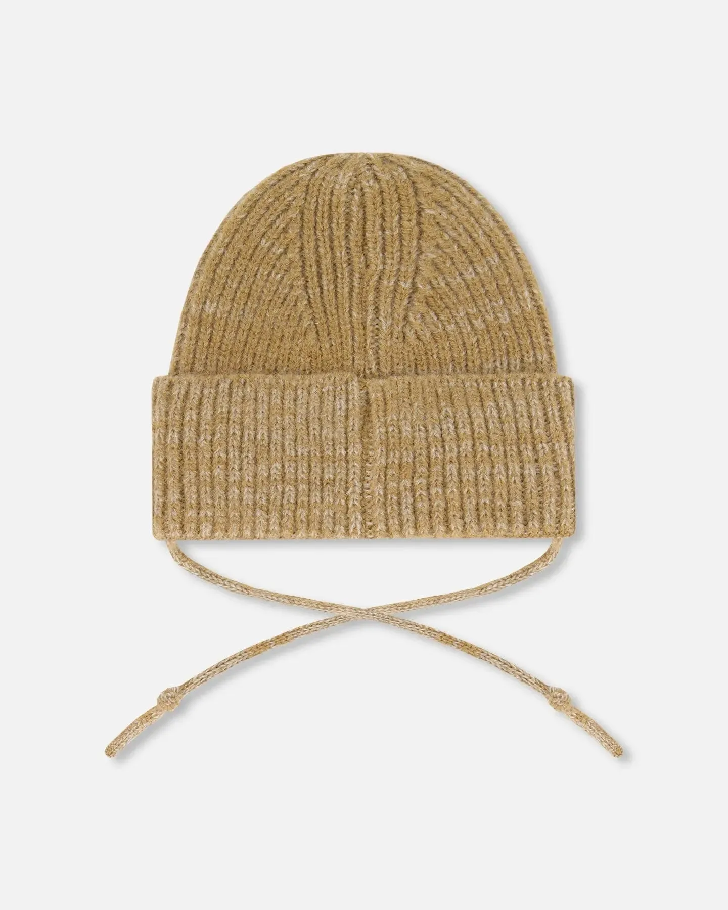 Mid-Season Knit Hat With Strings light Brown