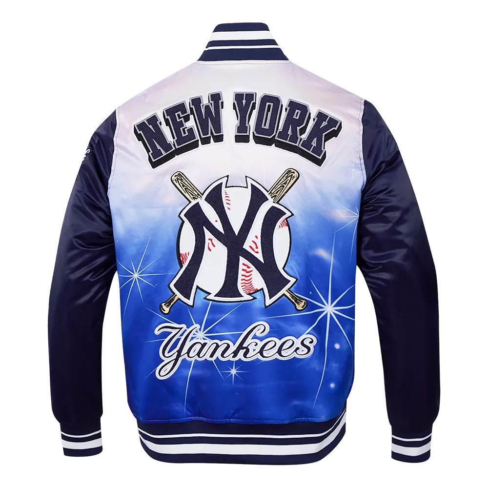 MLB NEW YORK YANKEES SUBLIMATED MEN'S SATIN JACKET-MIDNIGHT SKY (MIDNIGHT NAVY)