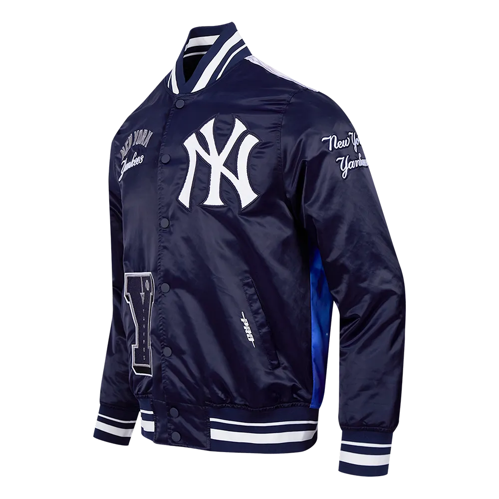 MLB NEW YORK YANKEES SUBLIMATED MEN'S SATIN JACKET-MIDNIGHT SKY (MIDNIGHT NAVY)