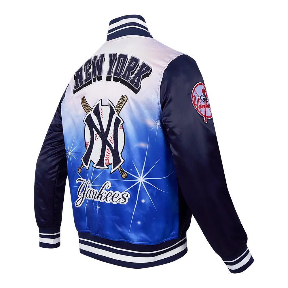 MLB NEW YORK YANKEES SUBLIMATED MEN'S SATIN JACKET-MIDNIGHT SKY (MIDNIGHT NAVY)