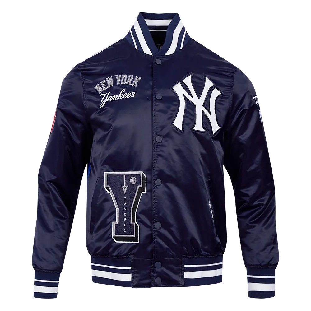 MLB NEW YORK YANKEES SUBLIMATED MEN'S SATIN JACKET-MIDNIGHT SKY (MIDNIGHT NAVY)