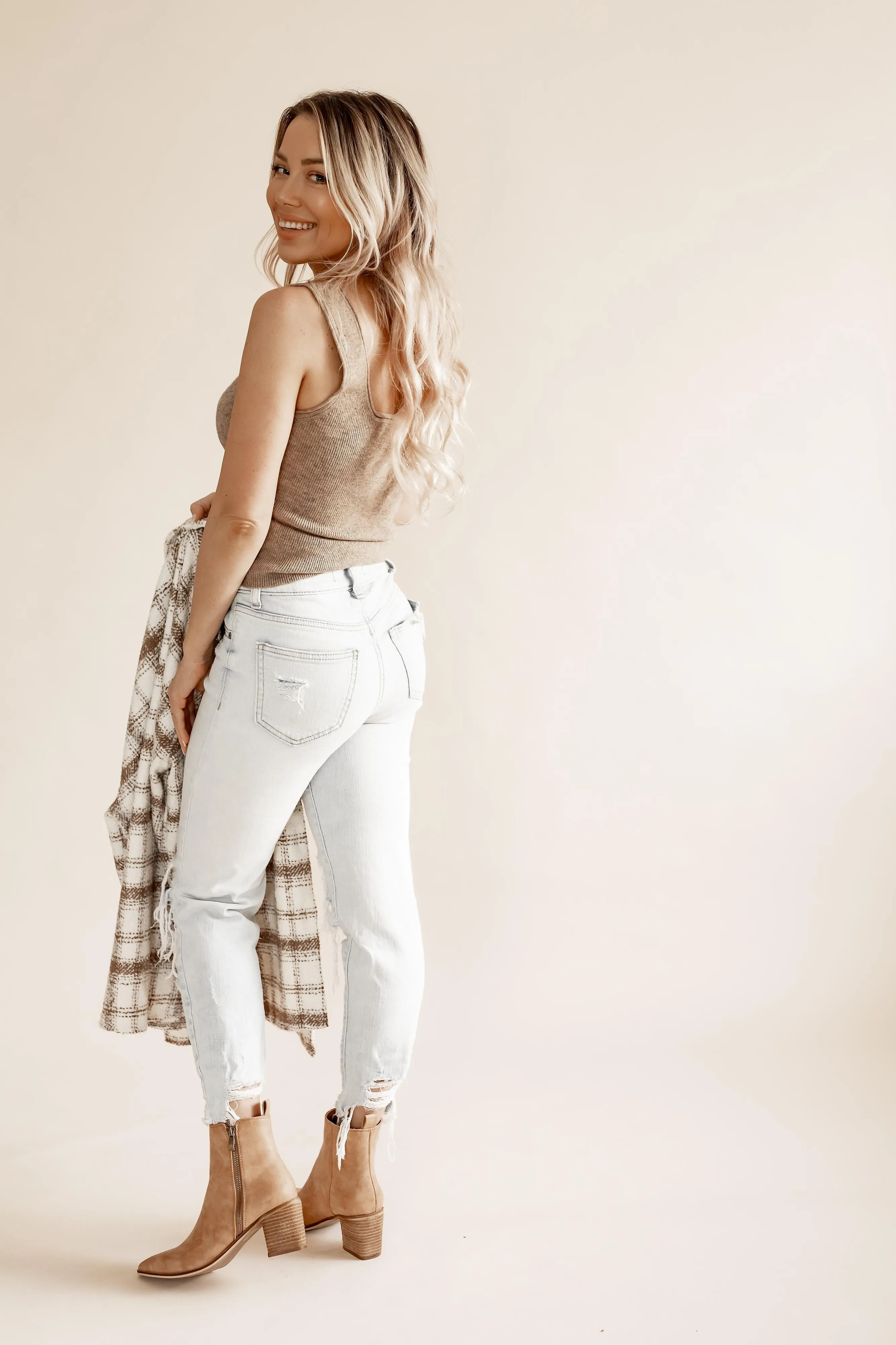 Mocha square neck knit top