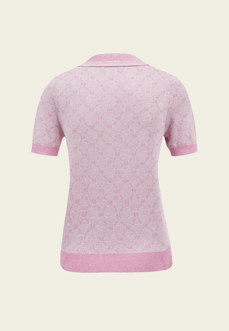 MOISELLE Monogram Knit Polo Top