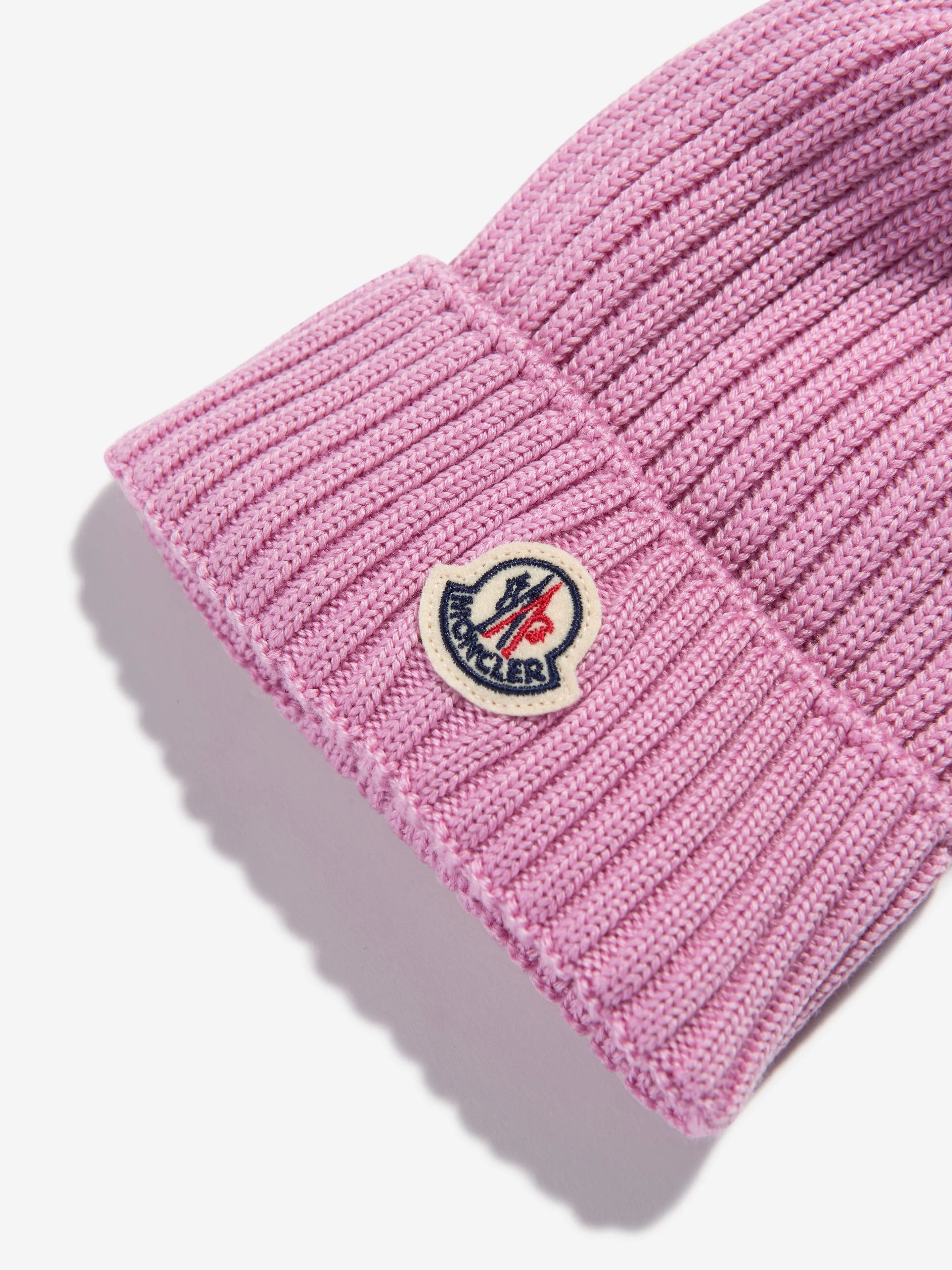 Moncler Enfant Girls Logo Pom Pom Hat in Pink