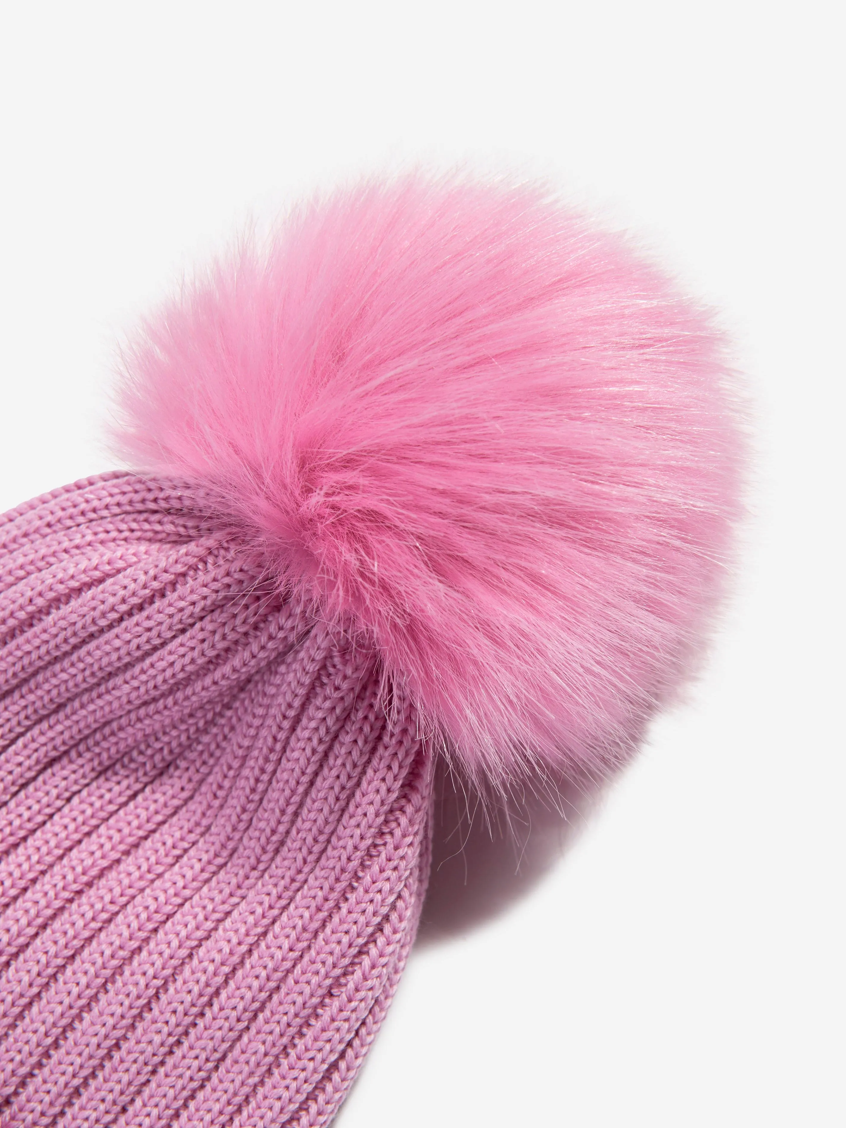 Moncler Enfant Girls Logo Pom Pom Hat in Pink