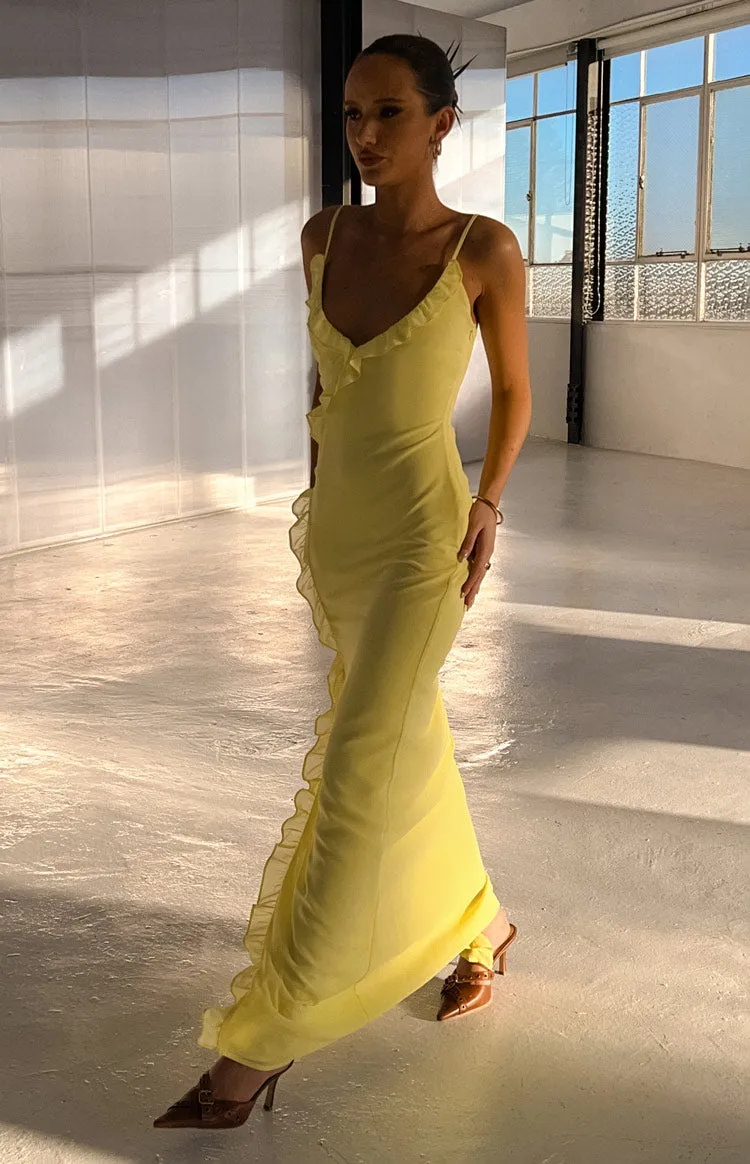 Nahanee Yellow Ruffle Maxi Dress