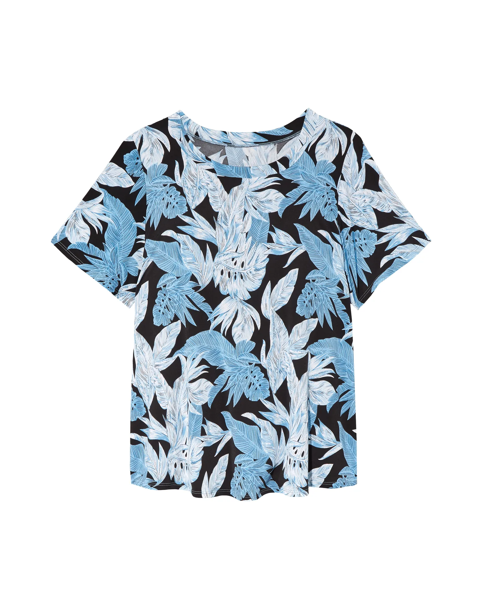 Naomi Short Flare Sleeve Tee | Black / Light Blue