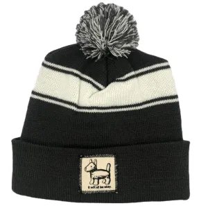 Natural Overwhelmed Dog Winter Hat - White Stripe