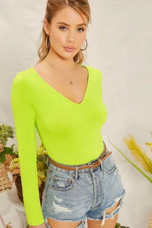 Neon V Neck Solid Tee