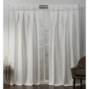 New - Set of 2 (96"x32") Sateen Woven Blackout Button Top Window Curtain Panel Vanilla - Exclusive Home: Thermal Insulated, Room Darkening Drapes