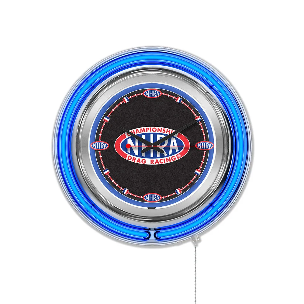 NHRA Logo Blue Neon Clock