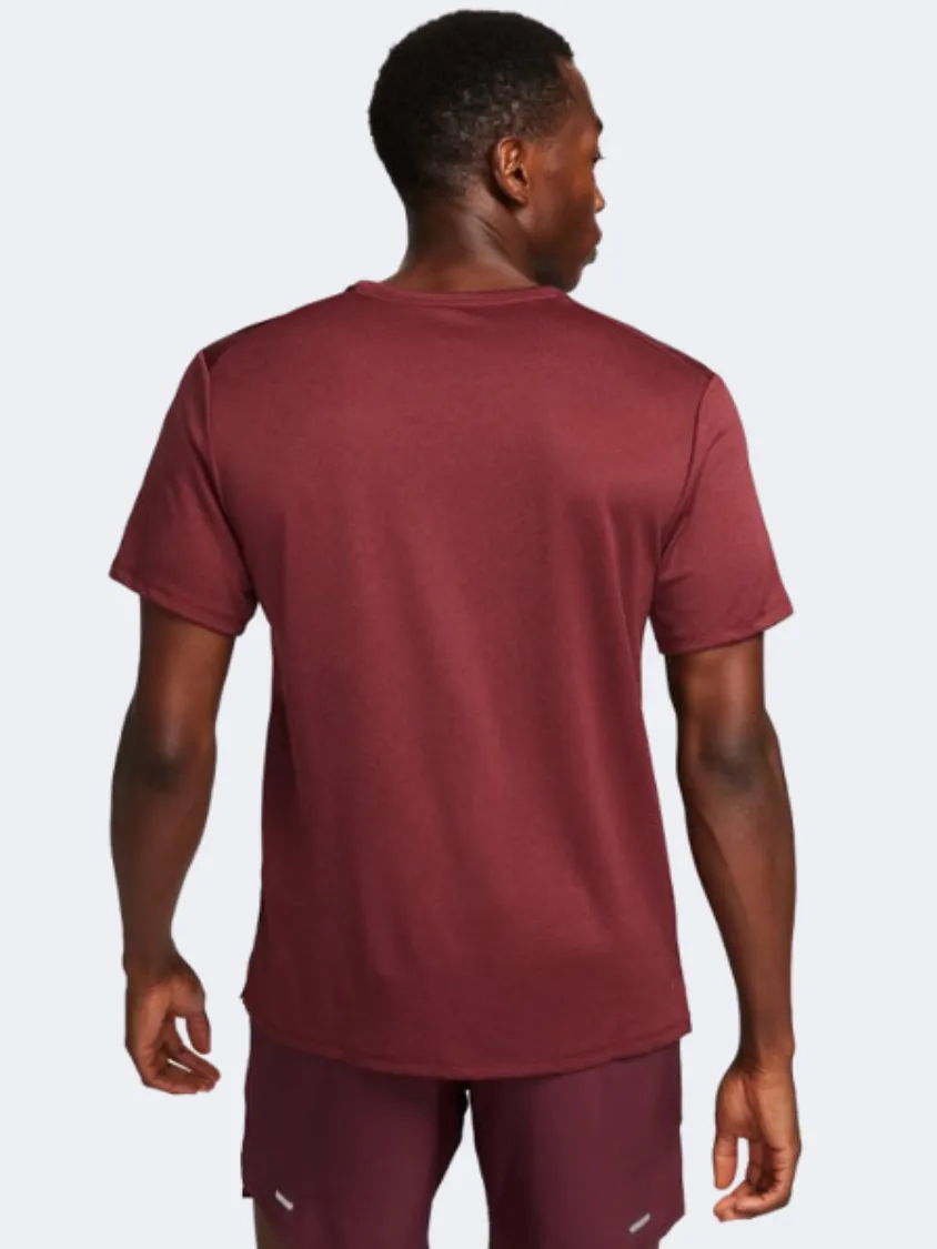 Nike Dri Fit Miler Men Running T-Shirt Night Maroon/Cedar