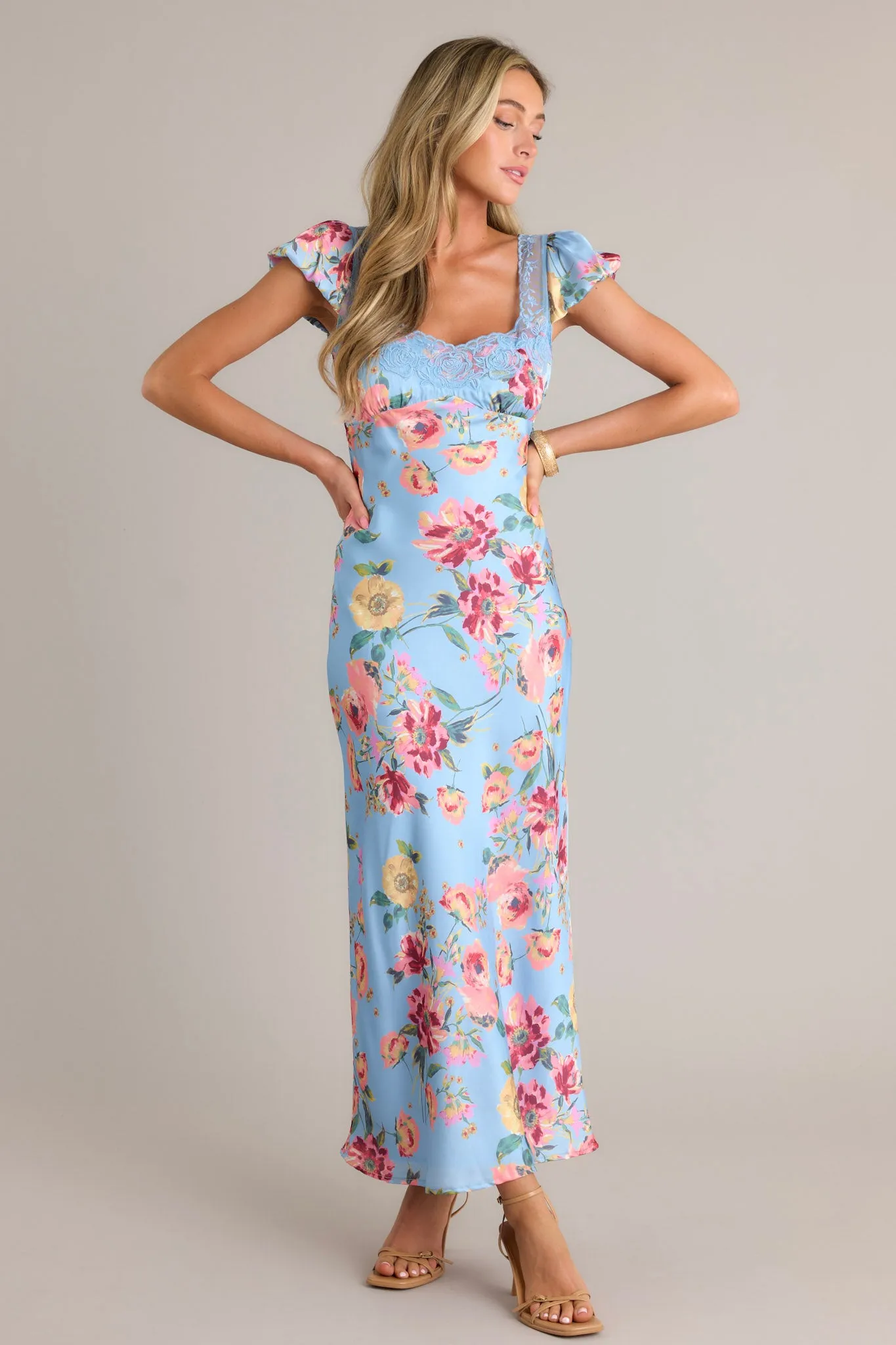 No One Better Sky Blue Floral Maxi Dress