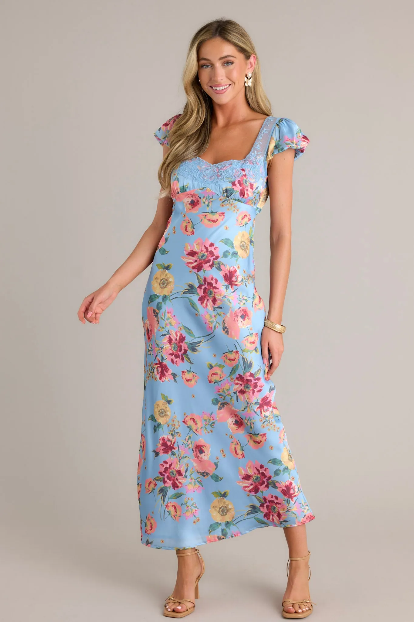 No One Better Sky Blue Floral Maxi Dress