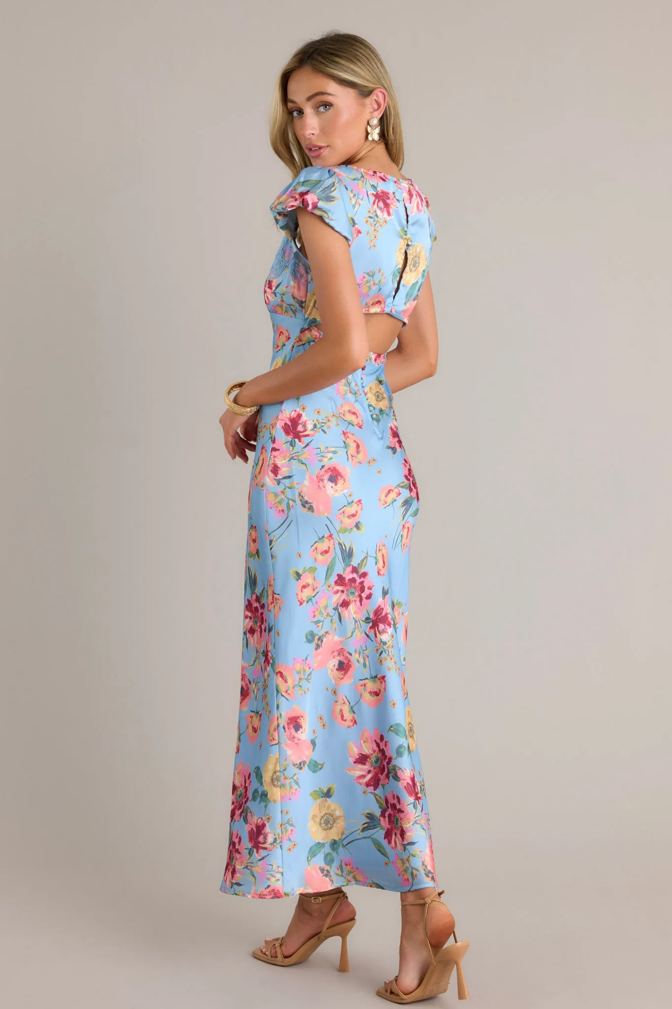 No One Better Sky Blue Floral Maxi Dress