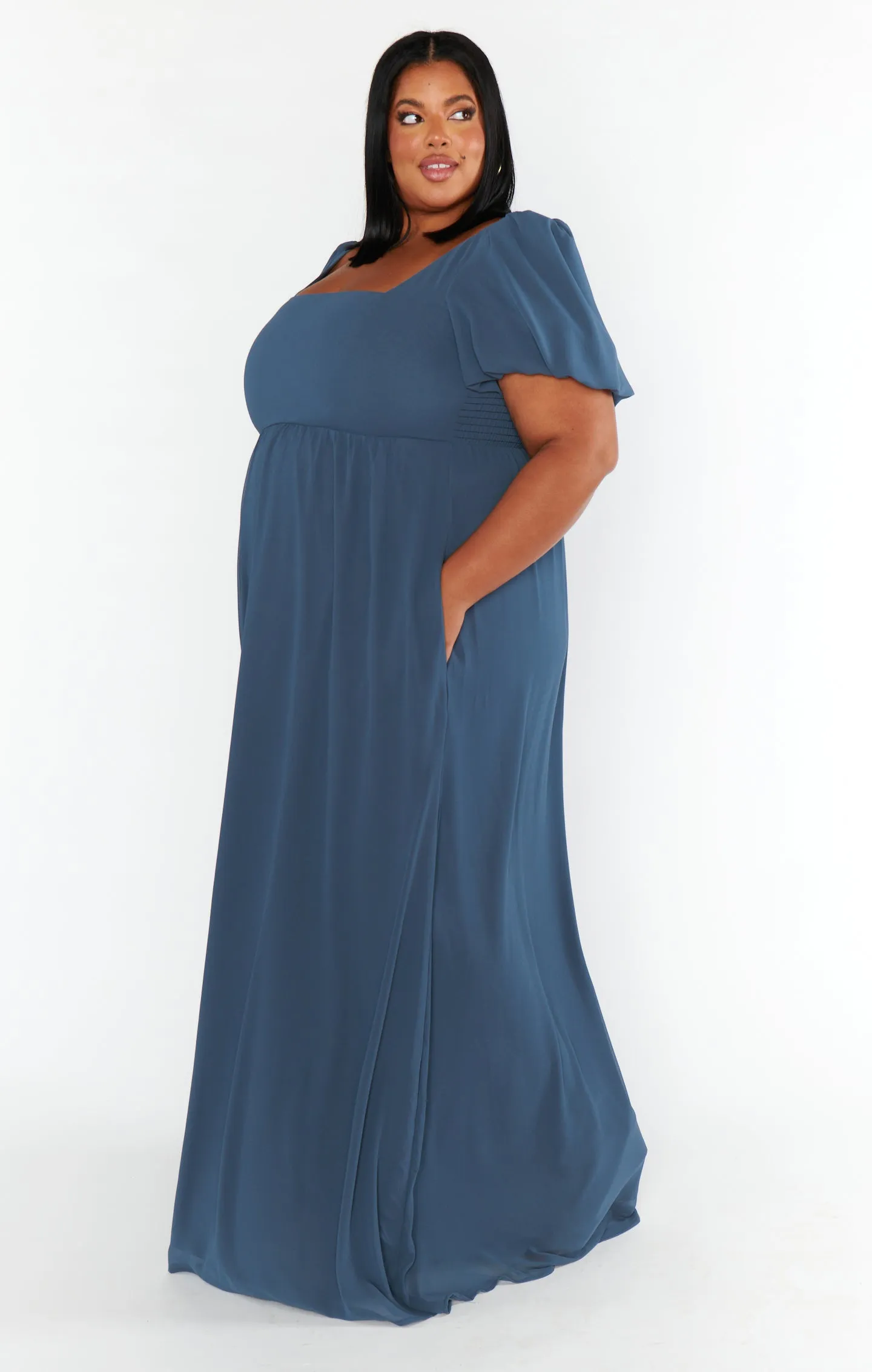 Nora Maxi Dress ~ Slate Blue Chiffon