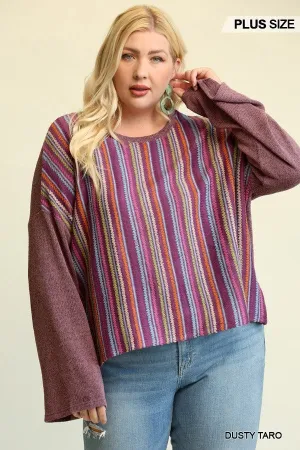 Novelty Knit And Solid Knit Mixed Loose Top