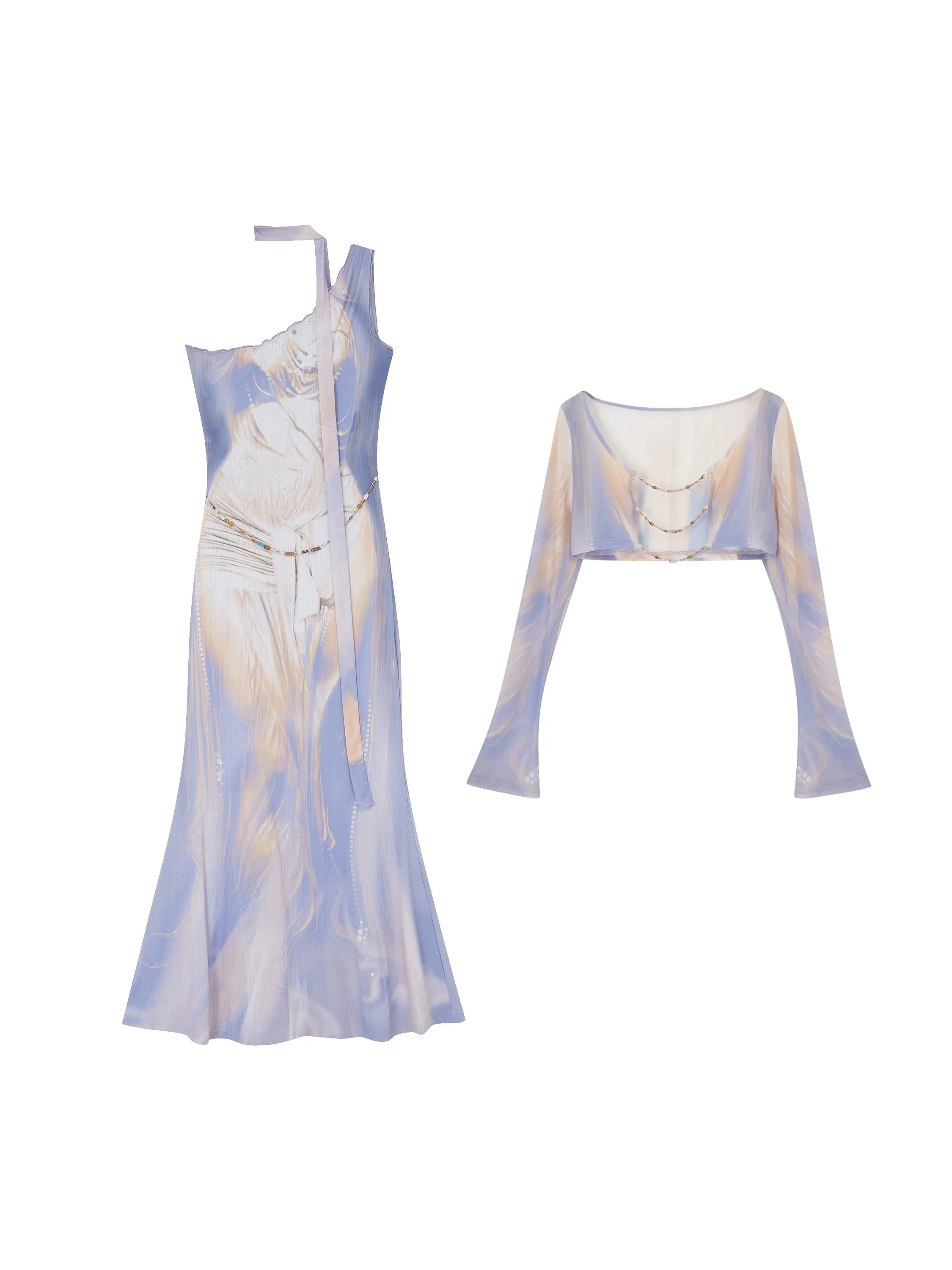 Of Akiva Pastel Tie-Dye Mesh Ensemble