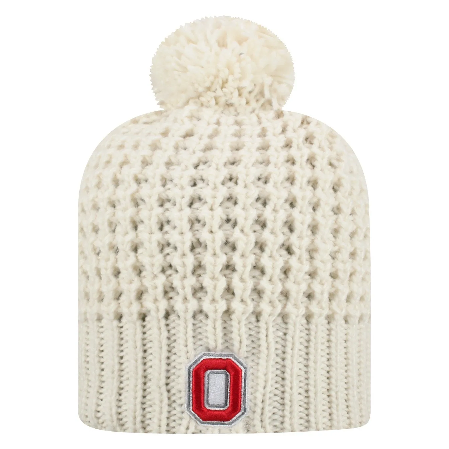 Ohio State Buckeyes TOW Women's Ivory "Slouch" Style Soft Knit Poofball Beanie