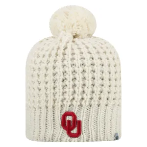 Oklahoma Sooners TOW Women's Ivory "Slouch" Style Soft Knit Poofball Beanie