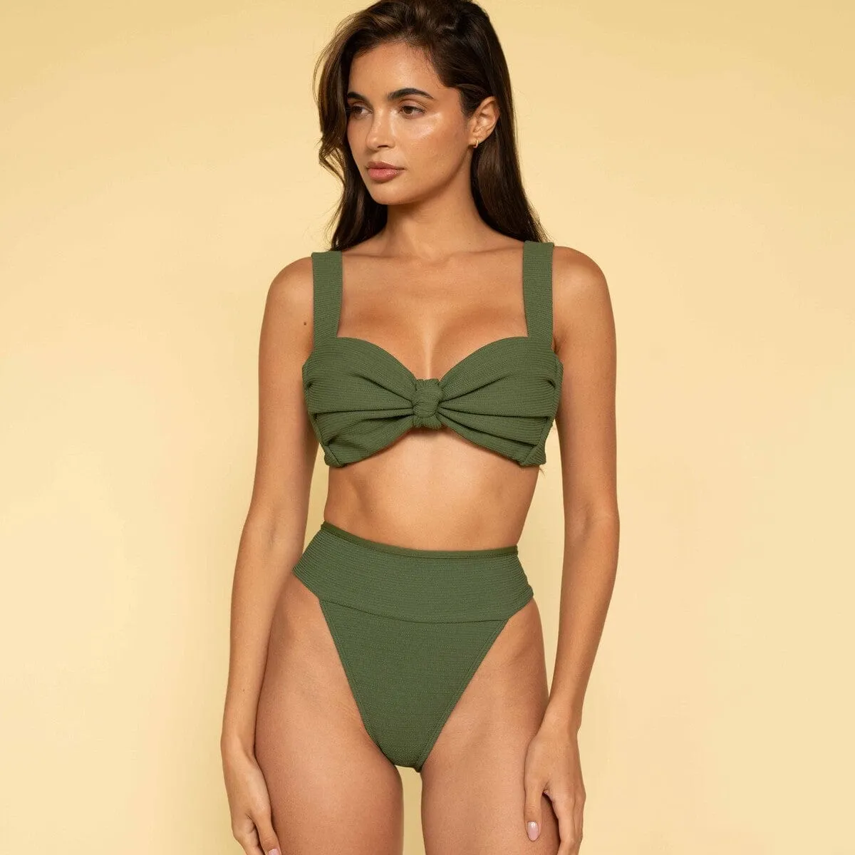 Olive Micro Scrunch Hayden Bikini Top