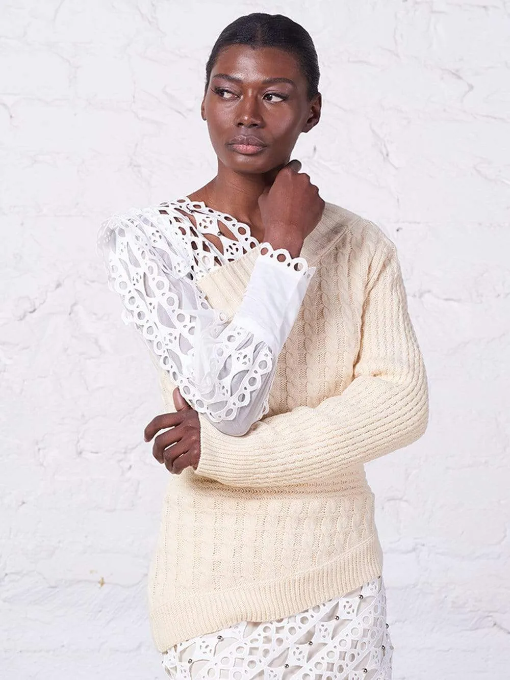 One-Shoulder Cable-Knit Sweater