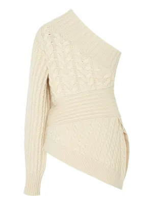 One-Shoulder Cable-Knit Sweater