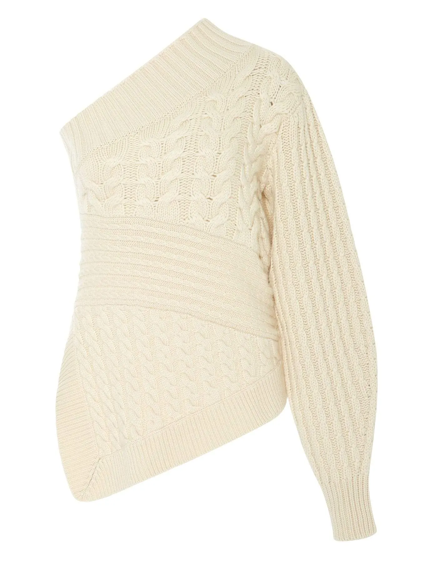 One-Shoulder Cable-Knit Sweater